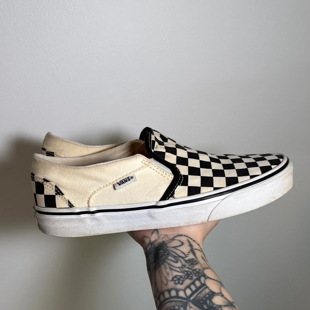 Vans Black and White Checkerboard Slip-Ons - Picture 3 of 6